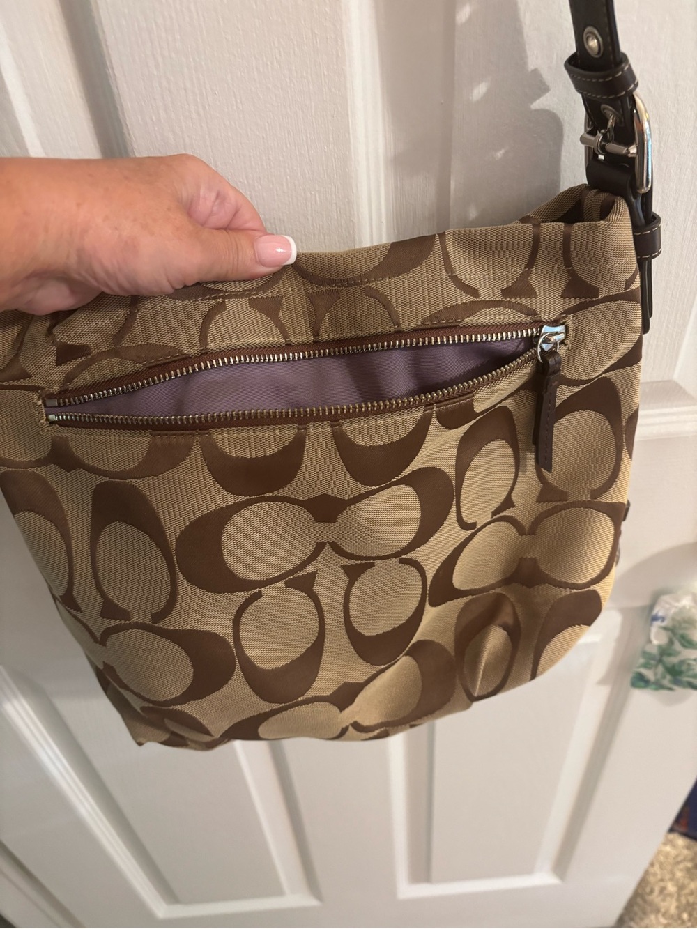 Coach Brown/Tan Signature Canvas Shoulder Bag - Picture 10 of 10
